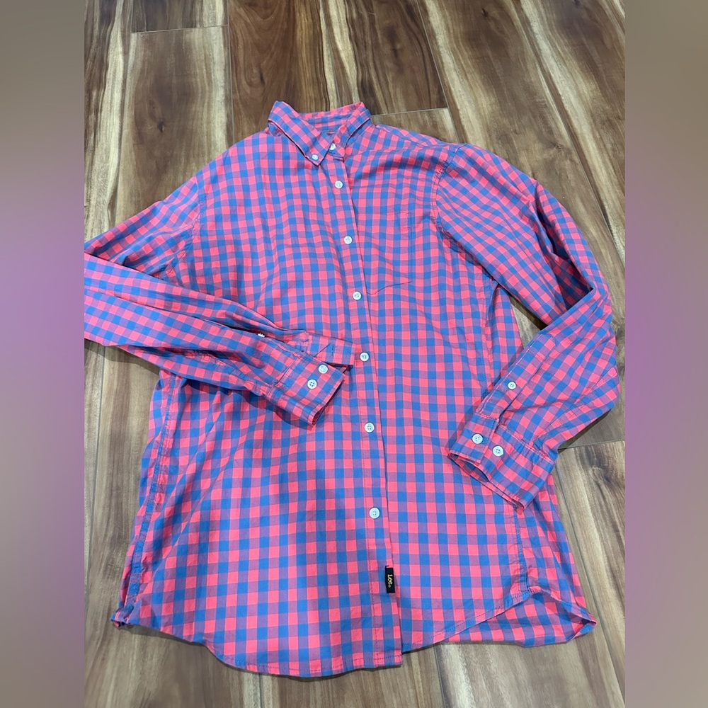 Red and Blue Gingham Men’s Button Up, NWOT